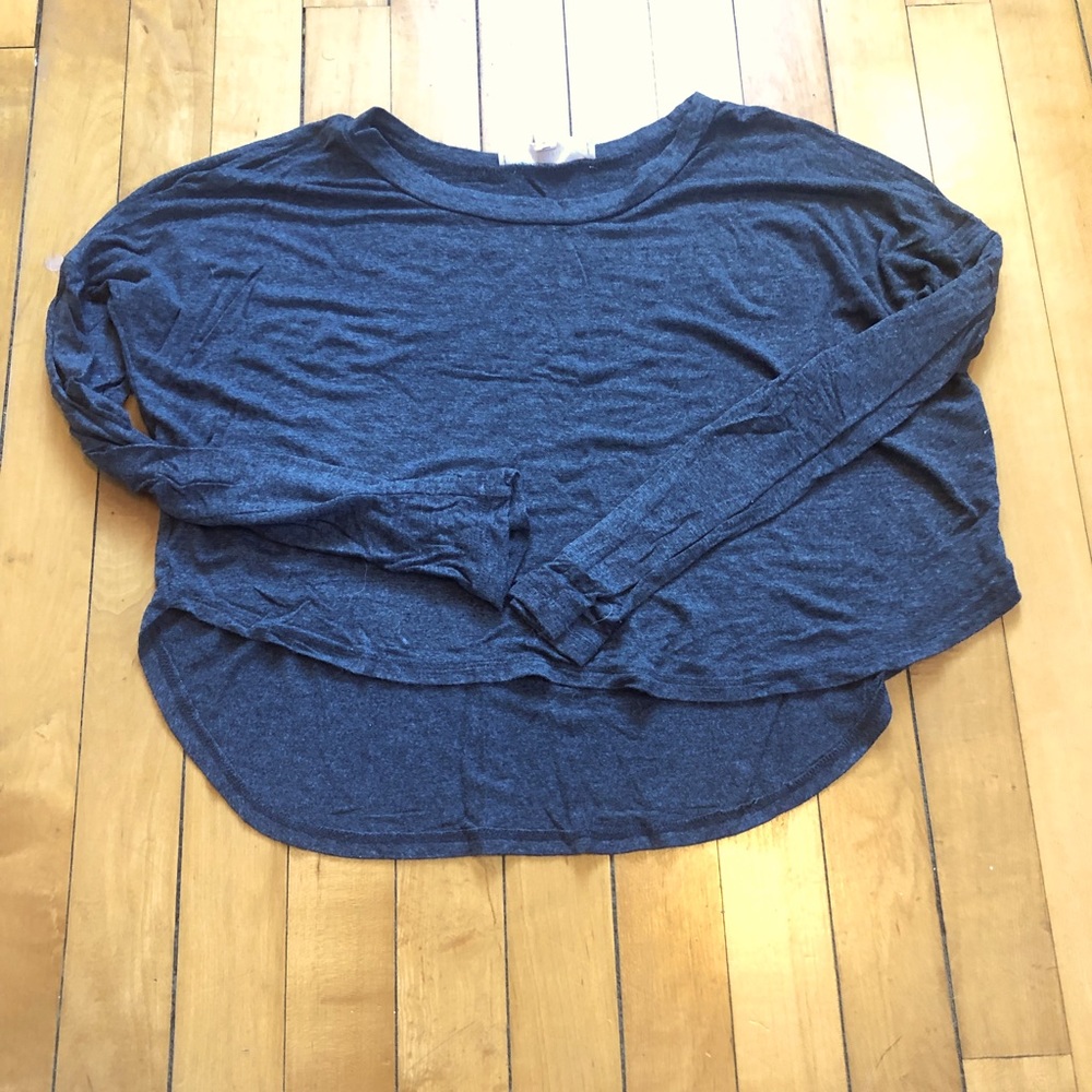 Philosophy cropped long sleeve grey top